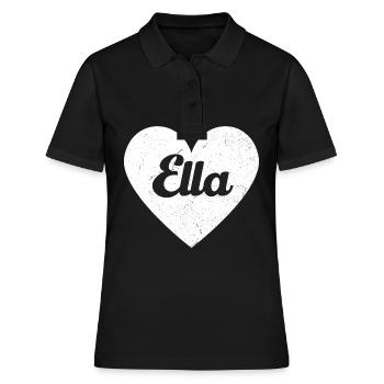 Ella Name Grosses Herz Liebe Grafik Geschenk - Frauen Polo Shirt - Schwarz - Vorne - Ailine (174cm)