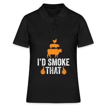 Barbeque I'd Smoke That Smoke Gegrillt - Frauen Polo Shirt - Schwarz - Vorne - Ailine (174cm)
