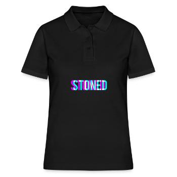 Stoned Kiffer 3D Schrift Weed 420 Cannabis Smoker - Frauen Polo Shirt - Schwarz - Vorne - Ailine (174cm)