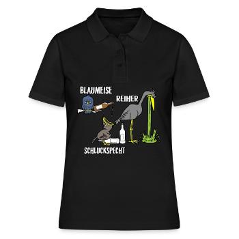 Blaumeise Reiher Schluckspecht - Frauen Polo Shirt - Schwarz - Vorne - Ailine (174cm)
