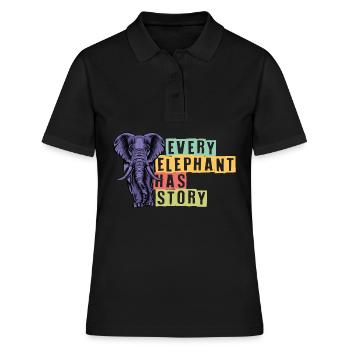 Chaque éléphant a une histoire Amoureux des éléphants - Polo Femme - noir - Devant - Ailine (174cm)