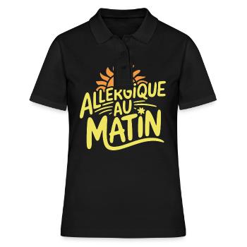 Allergique au matin - Polo Femme - noir - Devant - Ailine (174cm)