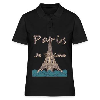 Paris Je Taime Tour Eiffel Paris France - Polo Femme - noir - Devant - Ailine (174cm)