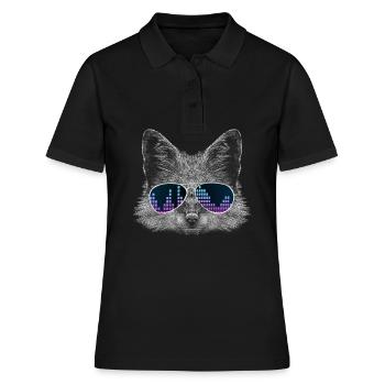 Fox avec écouteurs et lunettes d’égaliseur cool - Polo Femme - noir - Devant - Ailine (174cm)