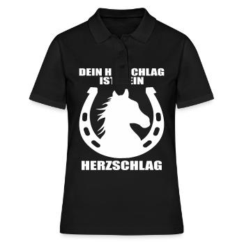 Pferde Herzschlag Reiten Hufe Hufeisen Herz Pony - Frauen Polo Shirt - Schwarz - Vorne - Ailine (174cm)
