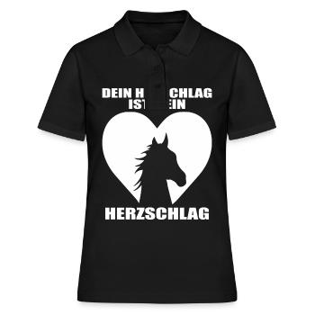 Pferde Herzschlag Reiten Hufe Hufeisen Herz Pony - Frauen Polo Shirt - Schwarz - Vorne - Ailine (174cm)