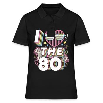 I love the 80s - Frauen Polo Shirt - Schwarz - Vorne - Ailine (174cm)