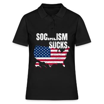 Socialism Sucks Anti socialisme capitalisme - Polo Femme - noir - Devant - Ailine (174cm)
