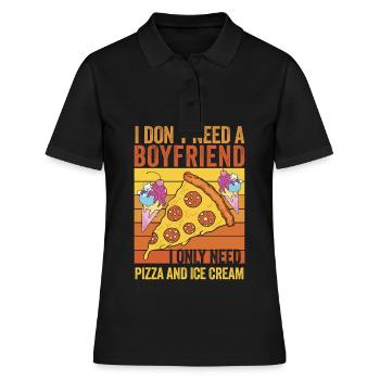 Pizza & Eis: Meine Wahren Lieben - Frauen Polo Shirt - Schwarz - Vorne - Ailine (174cm)