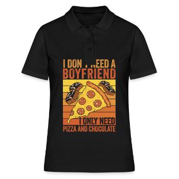 Pizza et chocolat : mes vrais amours - Polo Femme - noir - Devant - Ailine (174cm)