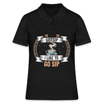 Du Klatschst Ich Schlürfe Kaffeezeit - Frauen Polo Shirt - Schwarz - Vorne - Ailine (174cm)