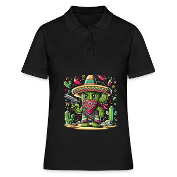 Cactus Bandido - Frauen Polo Shirt - Schwarz - Vorne - Ailine (174cm)