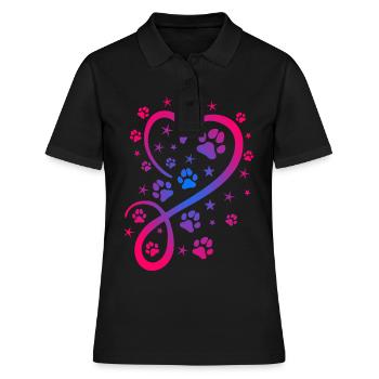 Herz mit Pfötchen und Sternen - Frauen Polo Shirt - Schwarz - Vorne - Ailine (174cm)