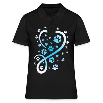 Herz mit Pfötchen und Sternen - Frauen Polo Shirt - Schwarz - Vorne - Ailine (174cm)
