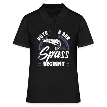 Rute Raus Der Spaß Beginnt Angler - Frauen Polo Shirt - Schwarz - Vorne - Ailine (174cm)