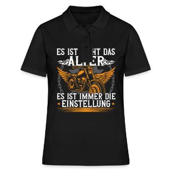 Nicht Das Alter Die Einstellung Biker Motorrad - Frauen Polo Shirt - Schwarz - Vorne - Ailine (174cm)
