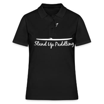Stand Up Paddling - Frauen Polo Shirt - Schwarz - Vorne - Ailine (174cm)