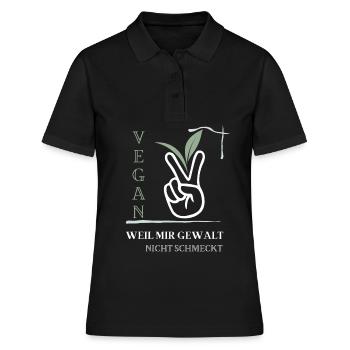 Vegan, weil mir Gewalt nicht schmeckt - Frauen Polo Shirt - Schwarz - Vorne - Ailine (174cm)