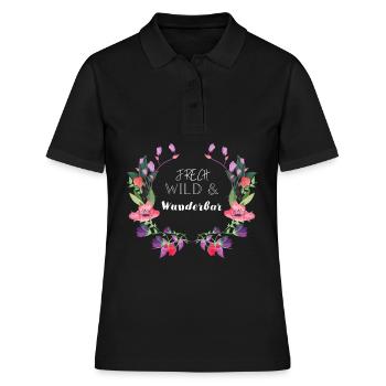 Frech und Wild und Wunderbar - Frauen Polo Shirt - Schwarz - Vorne - Ailine (174cm)