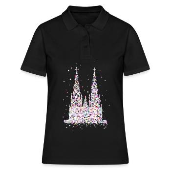 Kölner Dom - Frauen Polo Shirt - Schwarz - Vorne - Ailine (174cm)