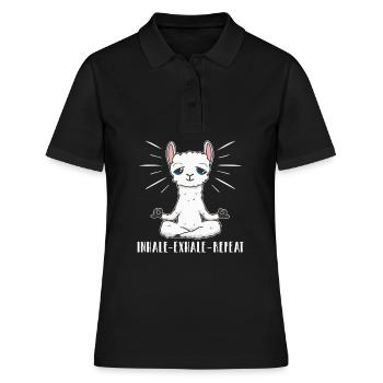 Einatmen - Ausatmen - Wiederholen - Frauen Polo Shirt - Schwarz - Vorne - Ailine (174cm)