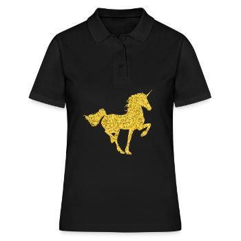 Pferd Glitzer - Frauen Polo Shirt - Schwarz - Vorne - Ailine (174cm)