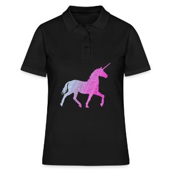 Pferd Glitzer - Frauen Polo Shirt - Schwarz - Vorne - Ailine (174cm)