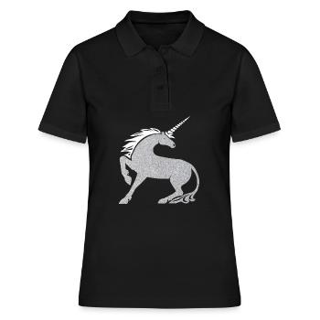 Silber Pferd Glitzer - Frauen Polo Shirt - Schwarz - Vorne - Ailine (174cm)
