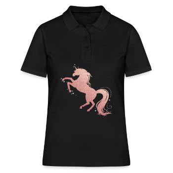 Pferd Glitzer - Frauen Polo Shirt - Schwarz - Vorne - Ailine (174cm)