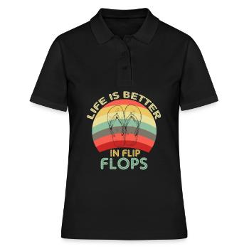 Das Leben ist besser in Flip Flops - Frauen Polo Shirt - Schwarz - Vorne - Ailine (174cm)