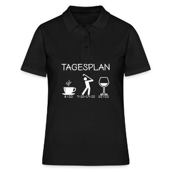 Golf Wein Tagesplan Golfspiel Golfer - Frauen Polo Shirt - Schwarz - Vorne - Ailine (174cm)