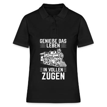 Lokomotive Zug Spruch Eisenbahn Gleis - Frauen Polo Shirt - Schwarz - Vorne - Ailine (174cm)