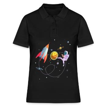 Fusée spatiale astronaute voyage dans l'espace - Polo Femme - noir - Devant - Ailine (174cm)
