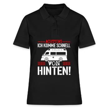 Achtung Sanitäter Rettungswagen Notarzt - Frauen Polo Shirt - Schwarz - Vorne - Ailine (174cm)