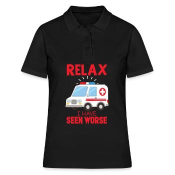 Rettungswagen Spruch Sanitäter Notfall - Frauen Polo Shirt - Schwarz - Vorne - Ailine (174cm)