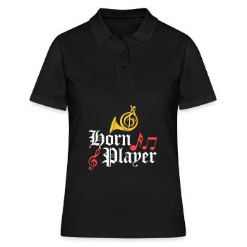 Cor joueur musicien concert laiton musique - Polo Femme - noir - Devant - Ailine (174cm)
