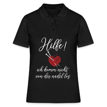 Häkeln Spruch Nadel Garn Stricknadel - Frauen Polo Shirt - Schwarz - Vorne - Ailine (174cm)