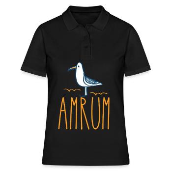 Amrum Möwe Moin Nordsee Wattenmeer Insel - Frauen Polo Shirt - Schwarz - Vorne - Ailine (174cm)