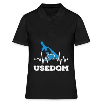 Usedom Herzschlag Insel Leben Ostsee Strand - Frauen Polo Shirt - Schwarz - Vorne - Ailine (174cm)