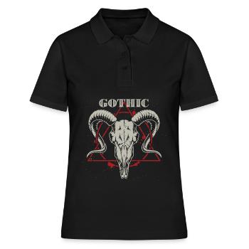 Gothic Totenkopf Pentagramm Punk Tod - Frauen Polo Shirt - Schwarz - Vorne - Ailine (174cm)