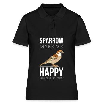 Spatz Vögel Vogelliebe Vogelkunde Spatzen - Frauen Polo Shirt - Schwarz - Vorne - Ailine (174cm)