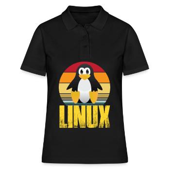 Linux Retro Vintage Geek Style Hacking - Polo Femme - noir - Devant - Ailine (174cm)
