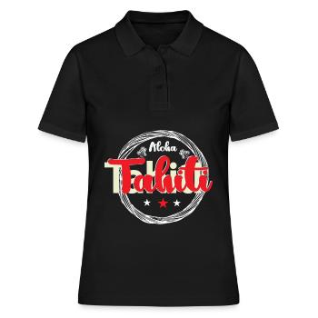 Aloha Tahiti Sommerurlaub Sonnenstrand - Frauen Polo Shirt - Schwarz - Vorne - Ailine (174cm)