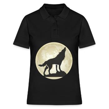 Wolf Mond Wolfsgeheul Wölfe Hunde Rudel - Frauen Polo Shirt - Schwarz - Vorne - Ailine (174cm)