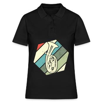 Ténor rétro instrument de musique musicien - Polo Femme - noir - Devant - Ailine (174cm)