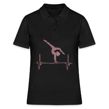 Turnen Herzschlag Gymnastik Turnerin - Frauen Polo Shirt - Schwarz - Vorne - Ailine (174cm)