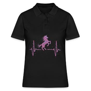 Einhorn Einhörner Unicorn Herzschlag - Frauen Polo Shirt - Schwarz - Vorne - Ailine (174cm)