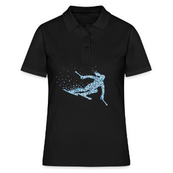 Ski Skifahrerin Skifahren Skiing - Frauen Polo Shirt - Schwarz - Vorne - Ailine (174cm)