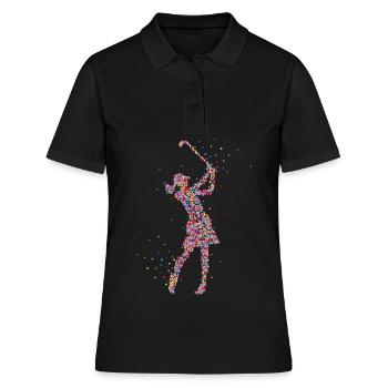 Golf Golfspielerin Golfen Golfplatz - Frauen Polo Shirt - Schwarz - Vorne - Ailine (174cm)