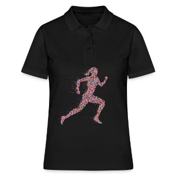 Joggerin Läuferin Sport Fitness Joggen - Frauen Polo Shirt - Schwarz - Vorne - Ailine (174cm)